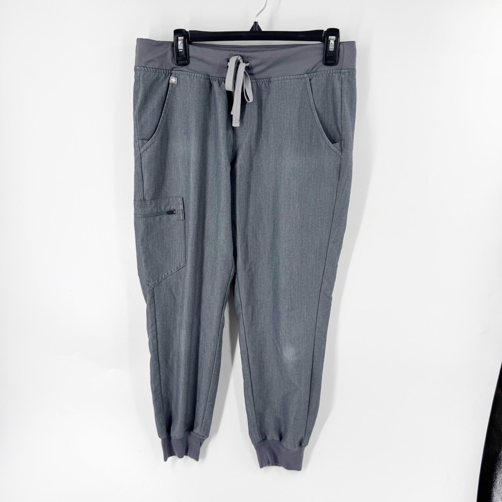 ✅ FIGS Pants Womens MED PETITE Gray Joggers Technical Collection Scrubs Nursing